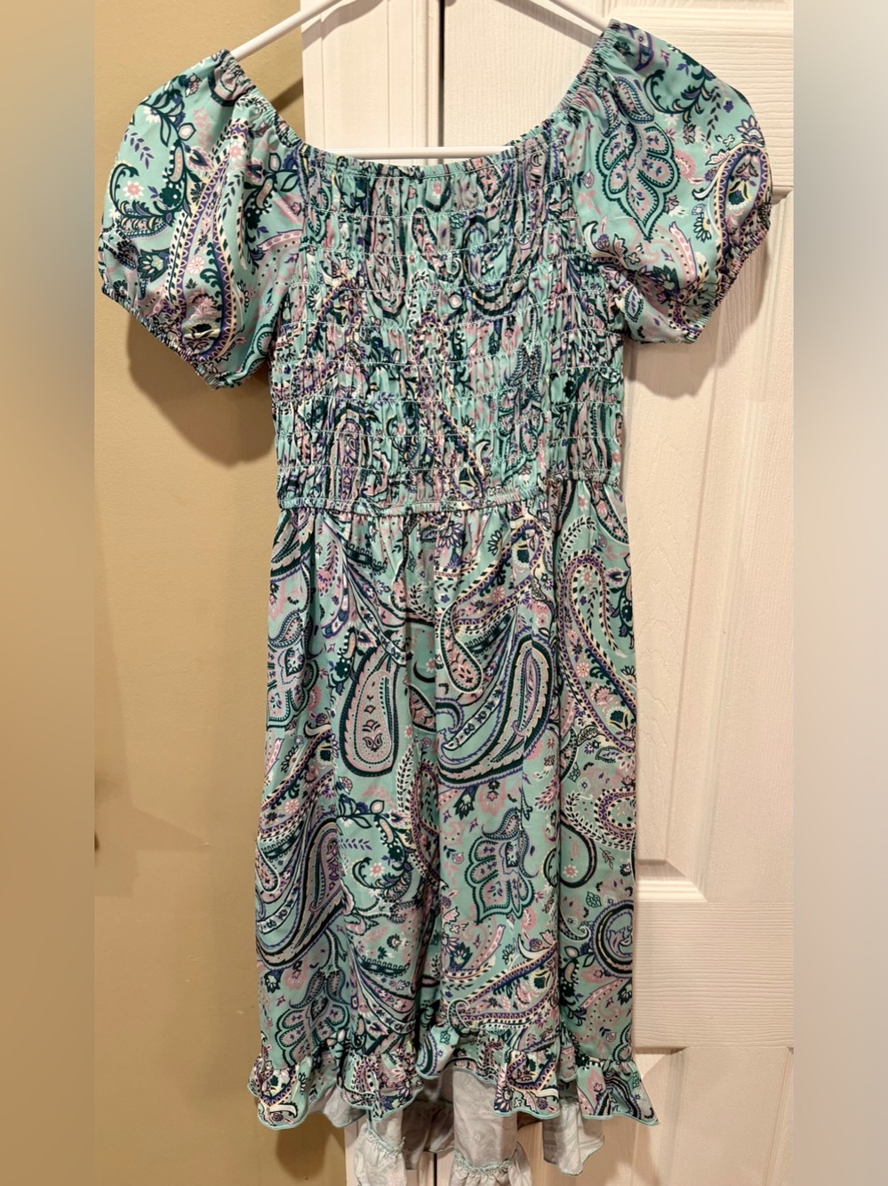 Ava & Yelly Girls Size 12 Paisley Smocked Puff Sleeve Dress